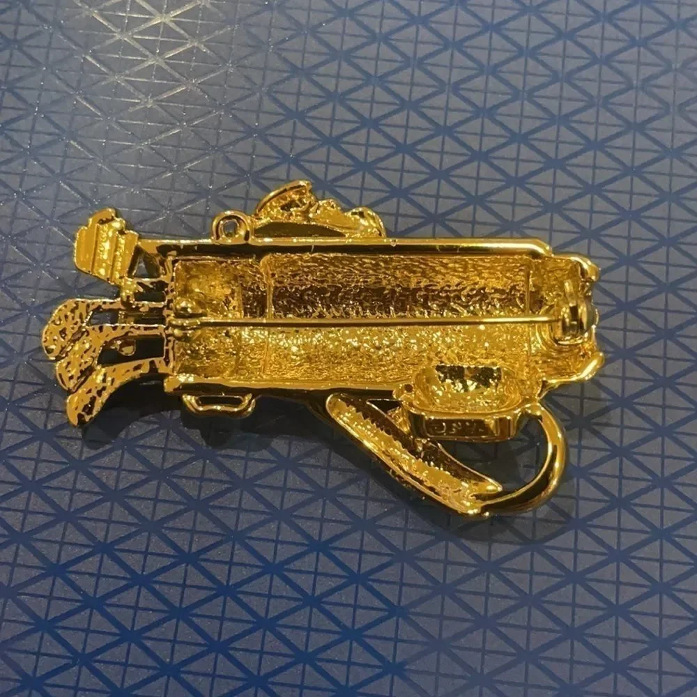 Vintage Signed CAJC Rhinestone Golf Club Brooch